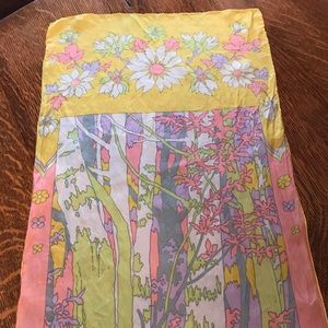 Beautiful floral multi color silky scarf 14”x45”
